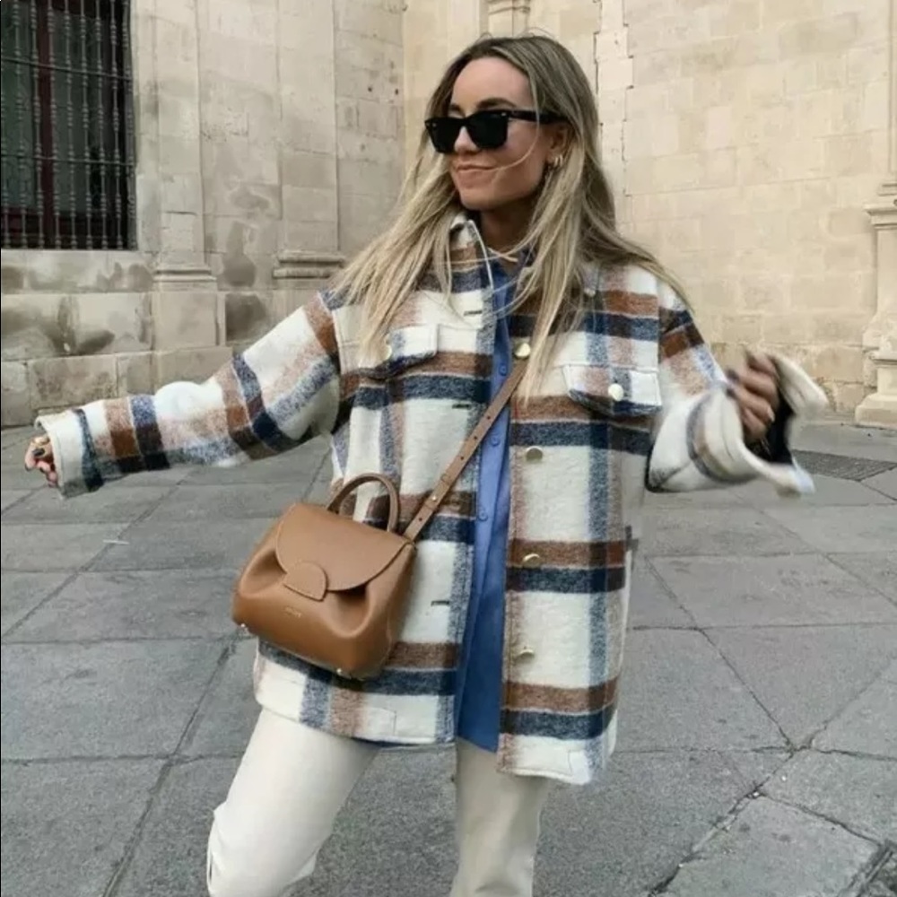 NWT - Zara Plaid Wool Blend Shacket - Women’s Size Medium